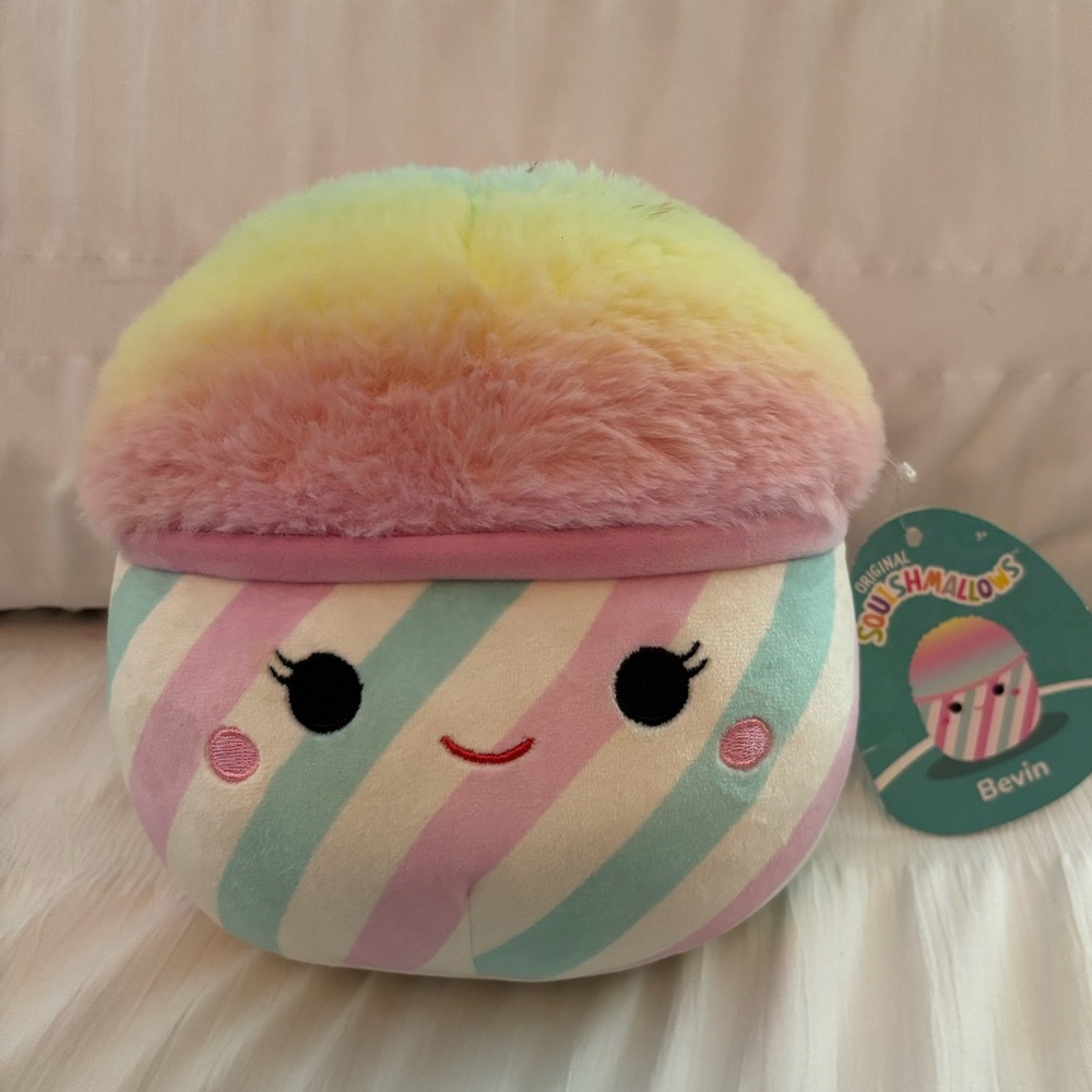 Squishmallows Bevin Pastel Rainbow Cotton Candy Plush 7” - NWT